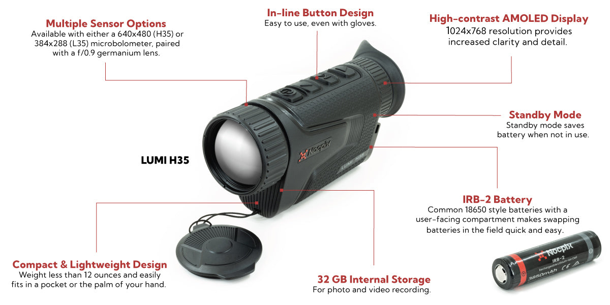 LUMI H35 Compact Thermal Monocular 640x512 35 mm